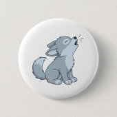Schattige huilende wolfpup ronde button 5,7 cm (Voorkant)