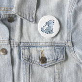 Schattige huilende wolfpup ronde button 5,7 cm (In situ)