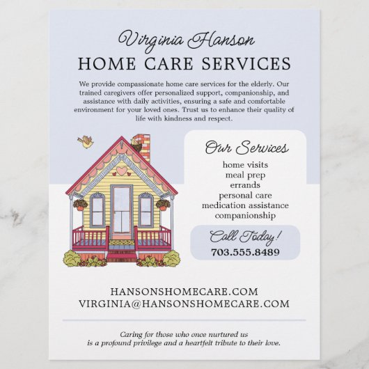 Schattige Huis Caregiver Services Flyer (Voorkant)