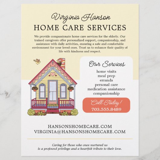 Schattige Huis Caregiver Services Geel Flyer (Voorkant)
