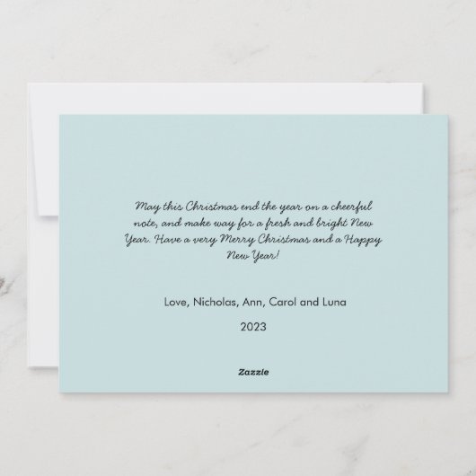 Schattige huis en sneeuwkerstflat feestdagenkaart (Achterkant)