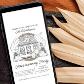 Schattige Huis Geïllustreerde Drop In Housewarming Kaart