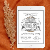 Schattige Huis Geïllustreerde Drop In Housewarming Kaart