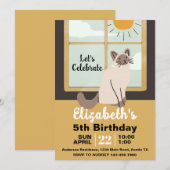 Schattige huis kat verjaardagsfeestje kaart (Voorkant / Achterkant)