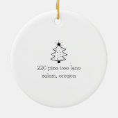 Schattige Huis Kerstbomen Nieuwe Home Naam Zwart Keramisch Ornament (Achterkant)