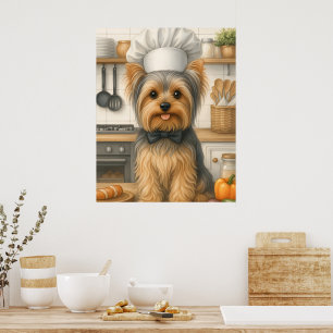 Schattige Huis Kookt Grappige Yorkshire Terrier Ho Poster