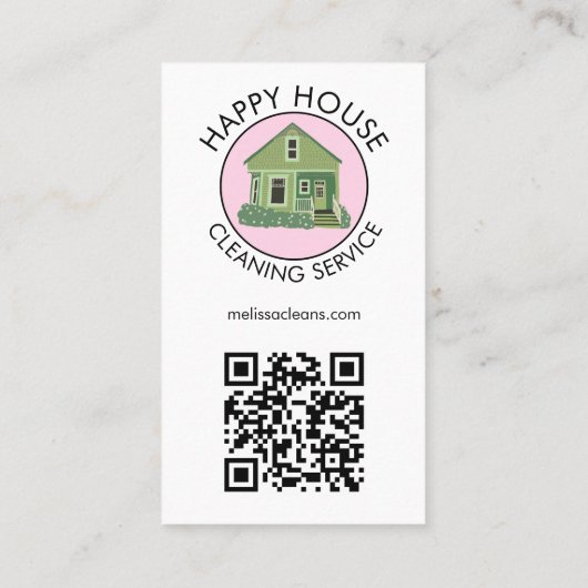 Schattige Huis Logo Schoonmaak Huis QR Code Social Visitekaartje (Achterkant)