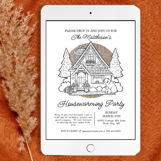 Schattige Huis met Beren Drop In Housewarming Part Kaart