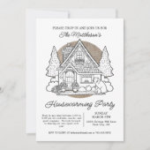 Schattige Huis met Beren Drop In Housewarming Part Kaart (Voorkant)