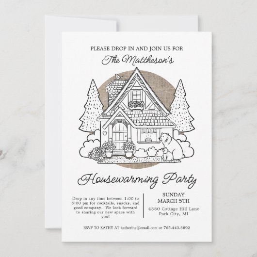 Schattige Huis met Beren Drop In Housewarming Part Kaart (Voorkant)