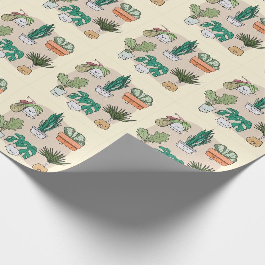 Schattige huis Planten: kleurrijke botanische. Cadeaupapier (Hoek)