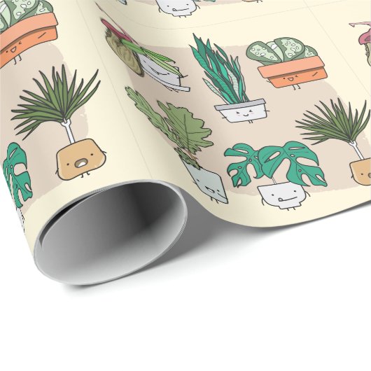 Schattige huis Planten: kleurrijke botanische. Cadeaupapier (Rol Hoek)