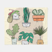 Schattige huis Planten: kleurrijke botanische. Fleece Deken (Voorkant (Horizontaal))