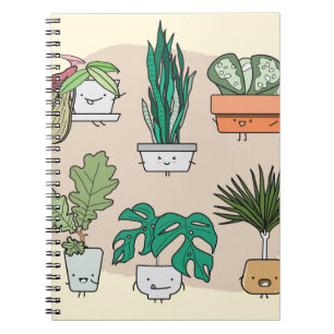 Schattige huis Planten: kleurrijke botanische. Notitieboek