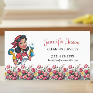 Schattige Huis Schoonmaak Bloemen Maid Service Bus Visitekaartje