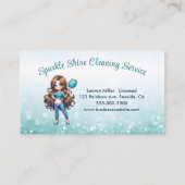 Schattige Huis Schoonmaak Maid Service Sparkle Visitekaartje (Voorkant)
