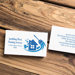 Schattige Huis Schoonmaak Maid Services Blue Broom Visitekaartje