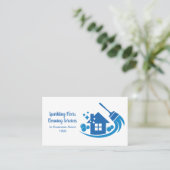 Schattige Huis Schoonmaak Maid Services Blue Broom Visitekaartje (Staand voorkant)