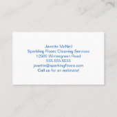 Schattige Huis Schoonmaak Maid Services Blue Broom Visitekaartje (Achterkant)