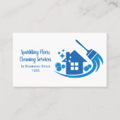 Schattige Huis Schoonmaak Maid Services Blue Broom Visitekaartje (Voorkant)