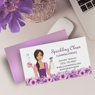 Schattige huis schoonmaakservice Maid Floral Visitekaartje