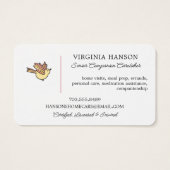 Schattige Huis Verzorger Services Coupon Gift Kaar Visitekaartje (Achterkant)