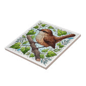 Schattige huis Wren Glas in lood Look Tegeltje (Zijkant)