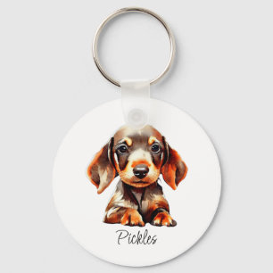 Schattige huisdier dachshond puppy naam sleutelhanger