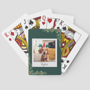 Schattige huisdier foto script Feestelijke hond Ke Pokerkaarten