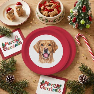 Schattige huisdier goud retriever kerst bord