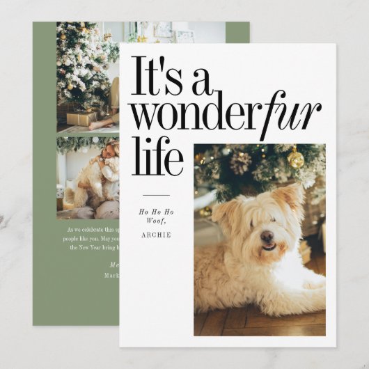 Schattige huisdier Het is een wonderbaarlijk leven Feestdagenkaart (Voorkant / Achterkant)