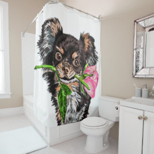 Schattige Huisdier Hond met Roos Douchegordijn