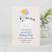 Schattige huisdier hond pastel kleur verjaardagsfe kaart (Staand voorkant)