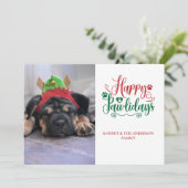 Schattige huisdier Kerstmis Gelukkige Pawlidays-fo Feestdagenkaart (Staand voorkant)