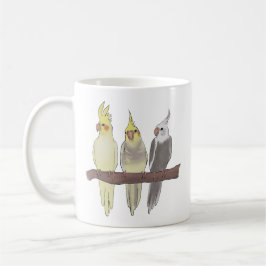 Schattige Huisdier Kokkelduiven Zitten op Stok Vog Koffiemok