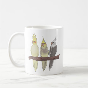 Schattige Huisdier Kokkelduiven Zitten op Stok Vog Koffiemok