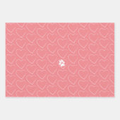 Schattige huisdier poot prints harten op blauwgroe inpakpapier vel (Voorkant 3)