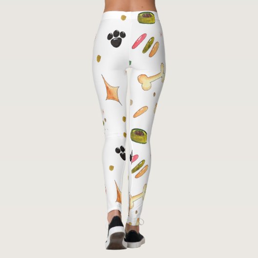Schattige Huisdier Thema Modern Hondenpootje Bone  Leggings (Achterkant)
