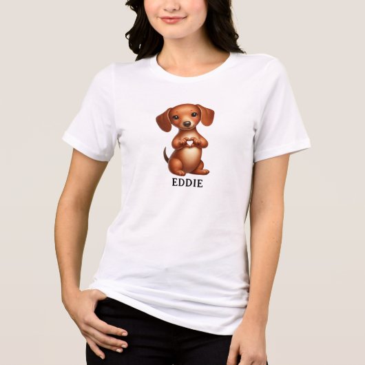 Schattige huisdierdashond maakt een hart met pootj Tri-Blend shirt (Voorkant)