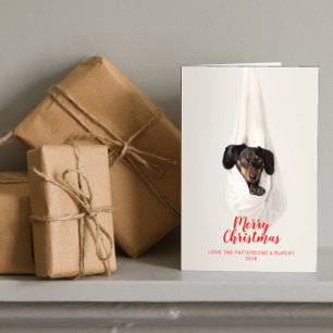 Schattige huisdierfamilie Puppy-hond Kerst foto Kaart