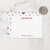 Schattige huisdierpootafdruk hartpatroon Valentijn Notitiekaartje (Voorkant / Achterkant in situ)