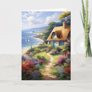 Schattige huisje bij het Zee Hallo Flowers Kaart