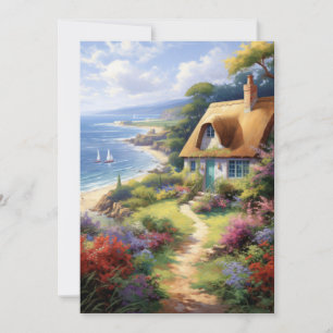 Schattige huisje bij het Zee Hallo Flowers Kaart