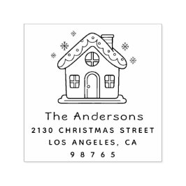 Schattige huisje familienaam retouradres  zelfinktende stempel