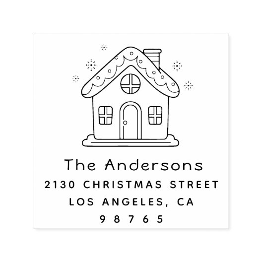 Schattige huisje familienaam retouradres zelfinktende stempel (Design)