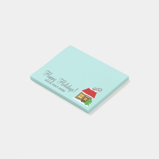 Schattige huisje gepersonaliseerde kerstvakantie post-it® notes (Schuin)