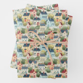 Schattige huisje kern betegelde housewarming party inpakpapier vel (In situ)