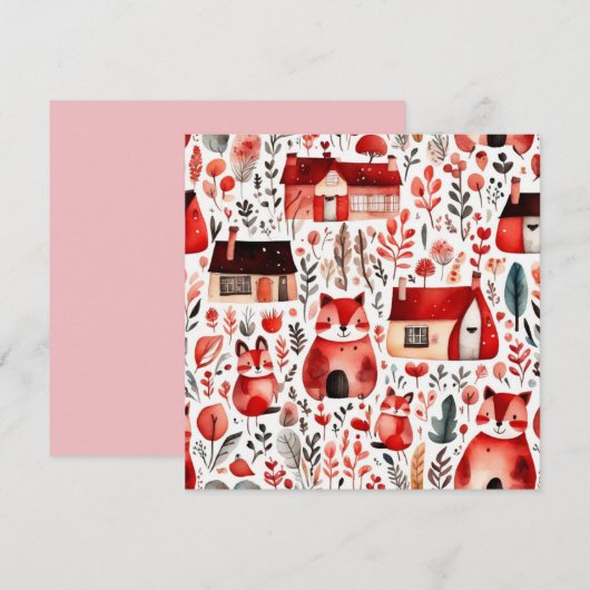 Schattige huisje kern rood veld Magnetisch Lijst (Voorkant / Achterkant)