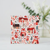 Schattige huisje kern rood veld Magnetisch Lijst (Staand voorkant)