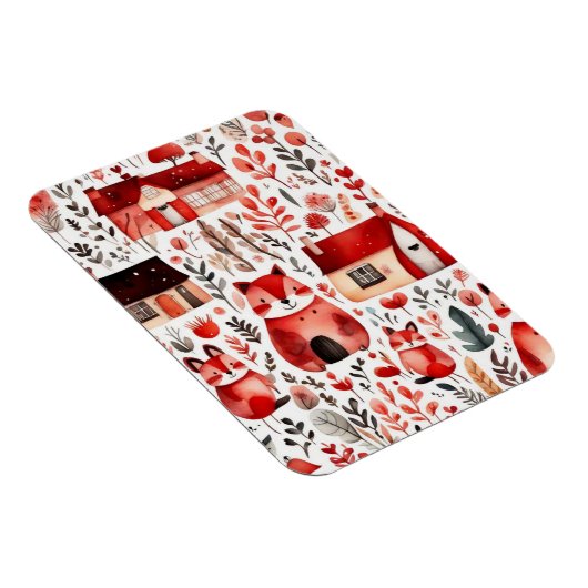 Schattige huisje kern rood veld Magnetisch Lijst Magneet (Rechterzijde)